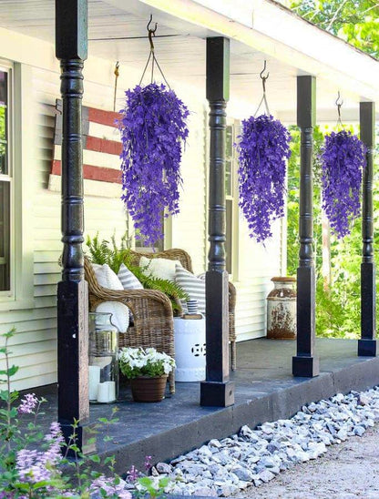 RECUTMS Artificial Hanging Plants Fake Hanging Plant Faux Eucalyptus Leaf Greenery Vine Outdoor UV Resistant Plastic Plants Home Garden Wedding Party Indoor Outdoor Decorations(White)