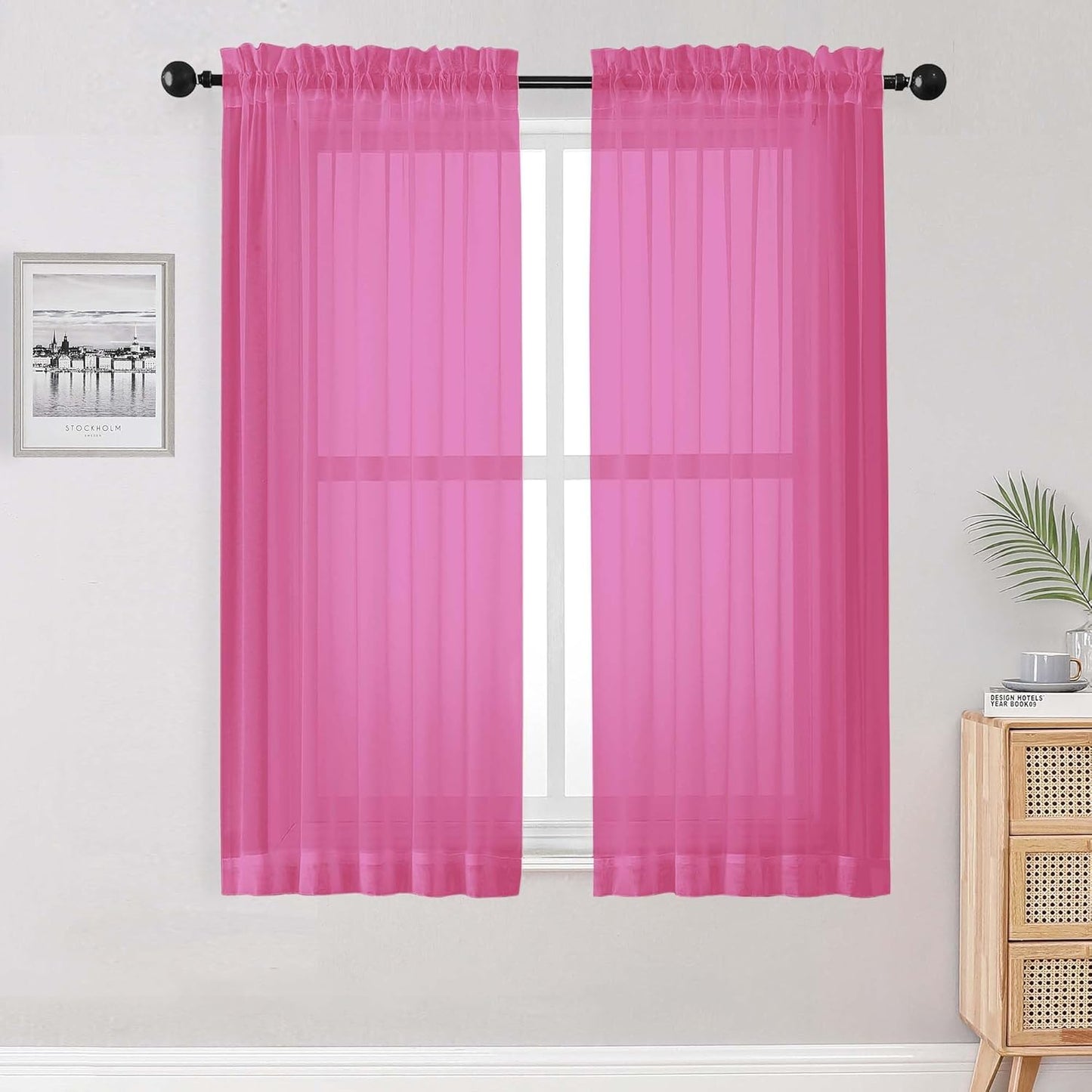 OWENIE Sheer Curtains 84 inches Long 2 Panels Set for Living Room/Bedroom, Rod Pocket Voile Sheer Panel Drapes, White, 2pcs, Each 42" W x 84" L - Colors B