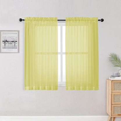 OWENIE Sheer Curtains 84 inches Long 2 Panels Set for Living Room/Bedroom, Rod Pocket Voile Sheer Panel Drapes, White, 2pcs, Each 42" W x 84" L - Colors A