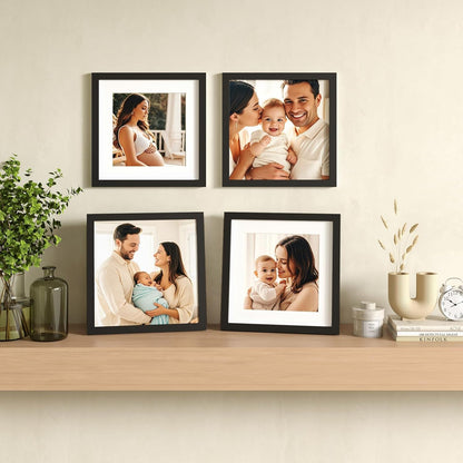 Egofine 12x16 Picture Frame Black, Covered by Plexiglass Made of Solid Wood, Display Pictures 9x12 and 11x14 with Mat or 12x16 Without Mat, for Wall Mounting Photo Frame - Colors B