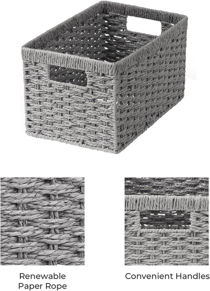 StorageWorks Wicker Basket, Baskets for Organizing, Storage Basket with Built-in Handles, Water Hyacinth Shelves (Medium 2-Pack, Natural Hyacinth)