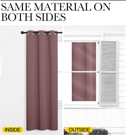 NICETOWN Halloween Pitch Black Solid Thermal Insulated Grommet Blackout Curtains/Drapes for Bedroom Window (2 Panels, 42 inches Wide by 63 inches Long, Black) - Colors B