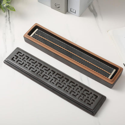 CEREMONY Incense Holder for Sticks, Ceramic Insence-Stick Holder Ash Catcher, Incense Holder Timkburner for Meditation Yoga Spa Room Incense Holder (Lever Brown)