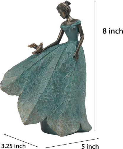 Guichifun Fairy Statue Collection Home Decoration - Leaf Angel Girls Resin Modern Table Decor for Living Room Office Sculpture Decor for Women Indoor Rustic Figurines Gift 5 x 3 x 7.5 Inch