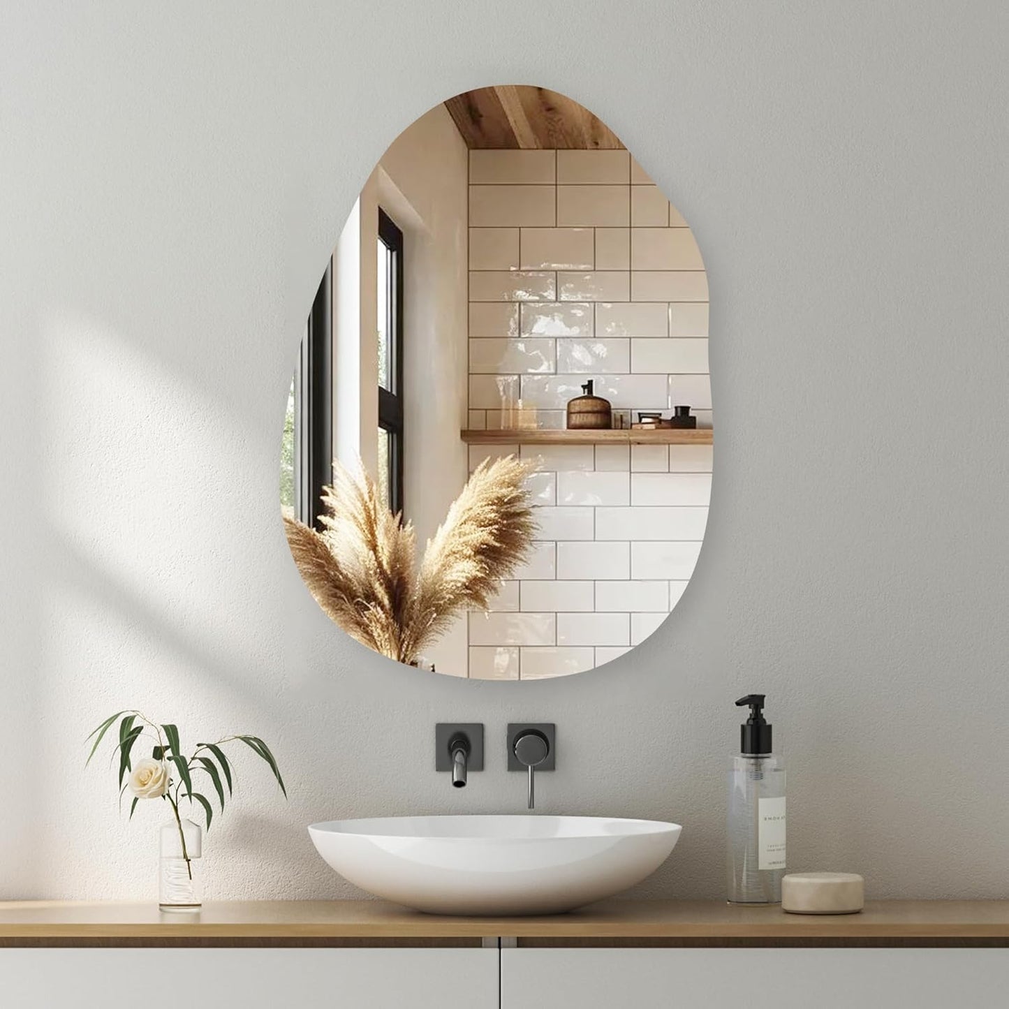 White Round Mirror 30 Inch, Circle Wall Mirrors for Bathroom, Bedroom Living Room or Entryway