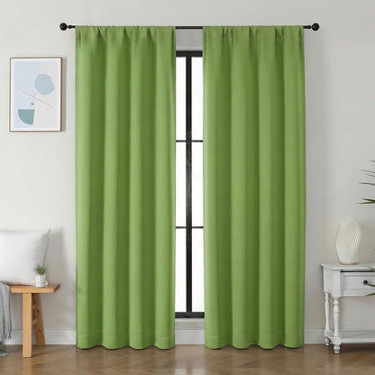 Simplebrand Ava Sage Green Blackout Curtains for Bedroom 63 Inch Length 2 Panels Set, Solid Thermal Insulated Energy Saving Rod Pocket Window Treatment Curtains Blackout Drapes, W40 x L63 Inch, Sage - Colors C