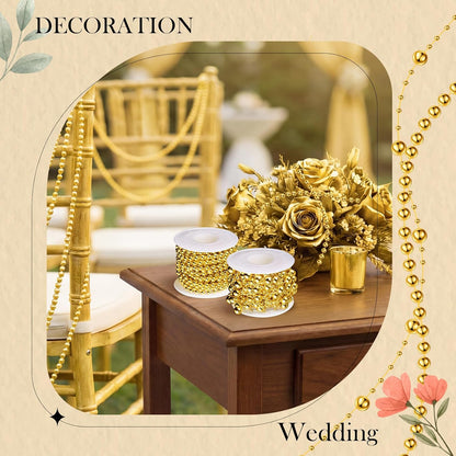 Bonuci 3 Rolls 66 Feet Pearls String Garland Faux Pearl Garland Spool Roll Strand Decoration Artificial Beads Chain Trim for Wedding Party Crafting Wedding Mother's Day Flower Decor(Ivory,4mm)