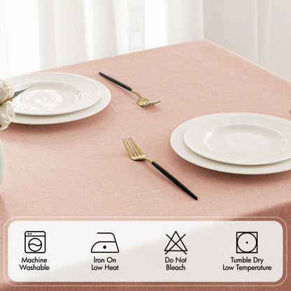 MIULEE Beige Rectangle Linen Polyester Tablecloth with Decorative Cutouts Spring Waterproof Stain Resistant & Shrink-Proof Table Cloth 52x70 inch Farmhouse Style for Dining Wedding and Outdoor