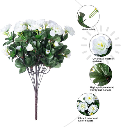 Ivydale Artificial Fake Flowers Plants for Outdoor Outside Spring Decor, Faux Silk Yellow Camellia UV Resistant Look Real for Planter Pot Porch Patio Balcony Garden Yard, 3 Large Bundles