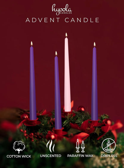 Hyoola Tall Taper Candles - 10 Inch Metallic Gold Unscented Dripless Taper Candles - 8 Hour Burn Time - 4 Pack