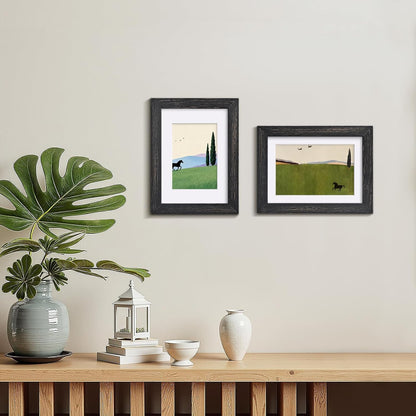 Egofine 8x10 Picture Frames Set of 4, Made of Solid Wood Covered by Plexiglass 4x6 and 5x7 with Mat or 8x10 without Mat, for Table Top Display and Wall Mounting Photo Frame Black