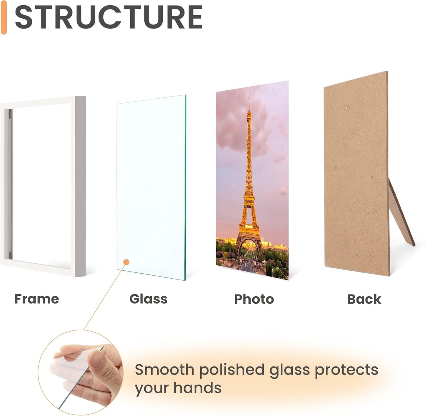 upsimples 5x7 Picture Frame Set of 3, Made of High Definition Glass for 5 x 7 Black Frames, Wall and Tabletop Display Thin Border Photo Frame for Home Décor