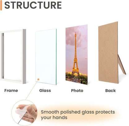 upsimples 5x7 Picture Frame Set of 3, Made of High Definition Glass for 5 x 7 Black Frames, Wall and Tabletop Display Thin Border Photo Frame for Home Décor