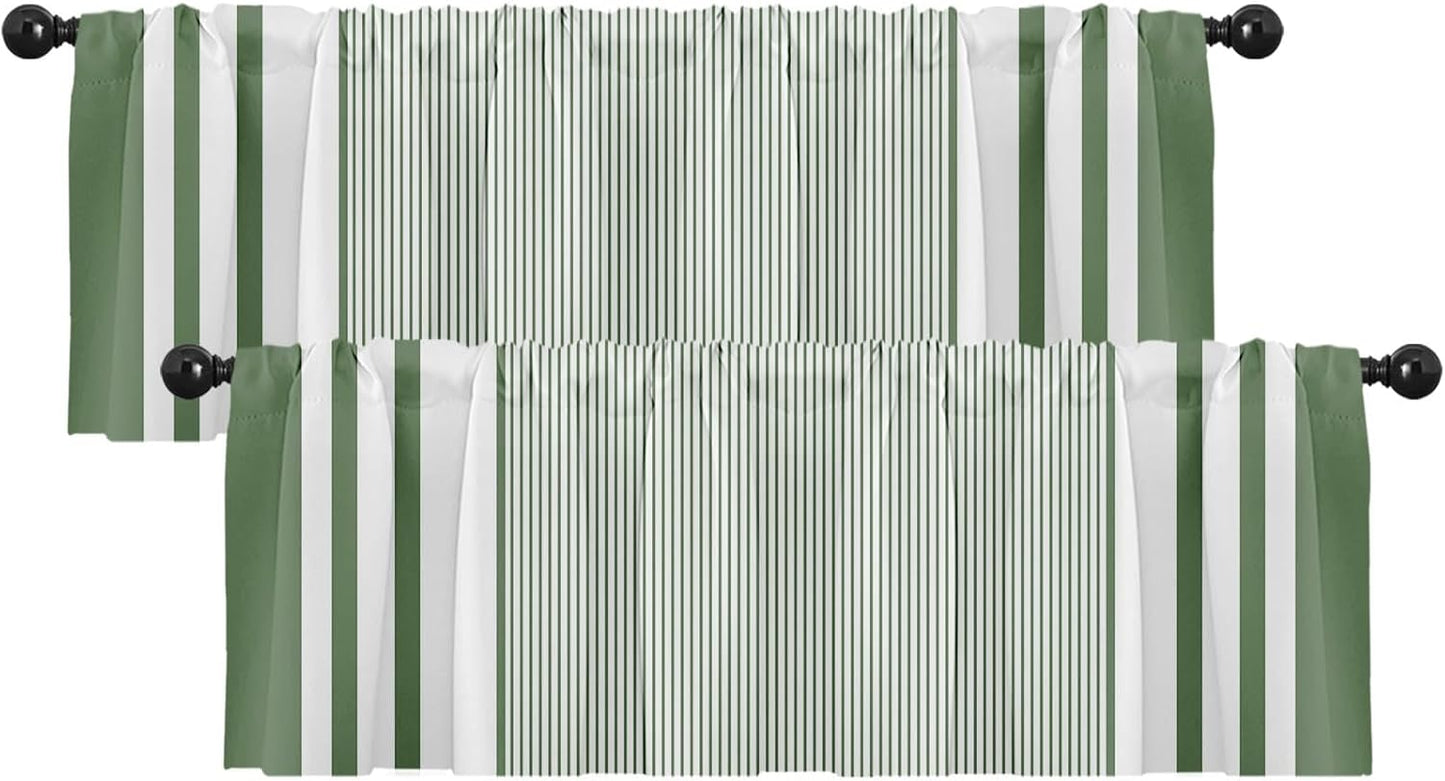 Emvency 2 Pack Dark Grey Valances Window Treatments, Gray Striped Abstract Blackout Drapes Adjustable Curtain for Windows Living Room Kitchen Over Sink, 52x18 Inch Rod Pocket Valances