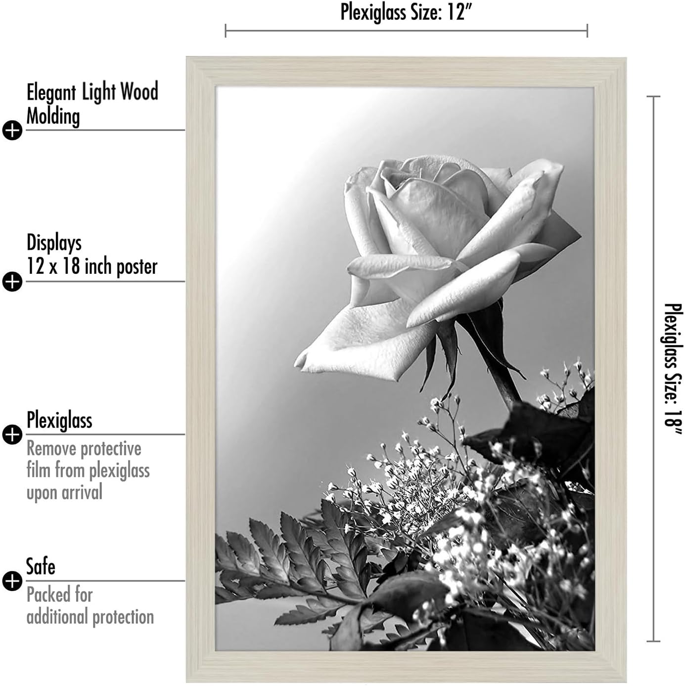 Americanflat 16x20 Picture Frame with Polished Plexiglass - Black Picture Frame - Wide Photo Frames Made of Engineered Wood for Vertical or Horizontal Wall Display - Epic Collection - Black - Colors B