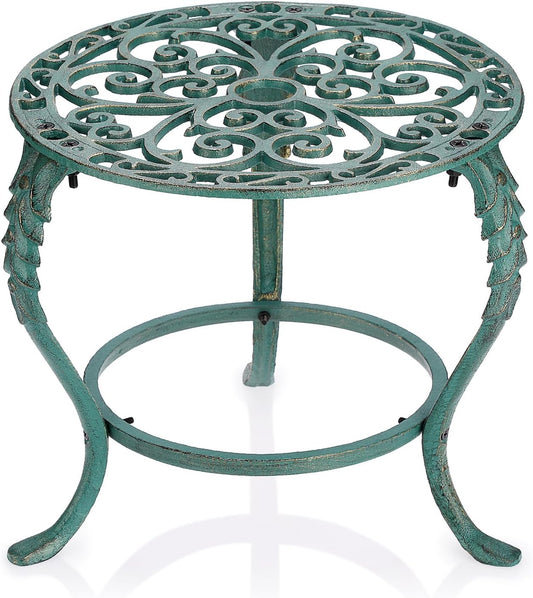 OwnMy Heavy Duty Cast Iron Plant Stand Vintage Iron Flower Pot Holder, Rustic Decorative Round Potted Plant Stand Rack, Indoor Outdoor Metal Plant Holder for Home Garden