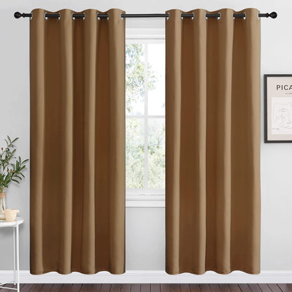 NICETOWN Halloween Pitch Black Solid Thermal Insulated Grommet Blackout Curtains/Drapes for Bedroom Window (2 Panels, 42 inches Wide by 63 inches Long, Black) - Colors A