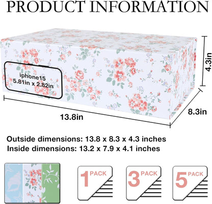 LFBOX Floral Gift Box with Magnetic Lids 13.8x8.3x4.4 in, Large Bridesmaid Proposal Boxes, Rectangle Wedding Decorative Storage Box 1 Pack