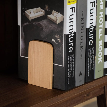 Muso Wood Book Ends for Shelves, Non-Slip Bookends, Heavy Duty Wooden Bookend Support for Books and Movies (Walnut 1 Pair)