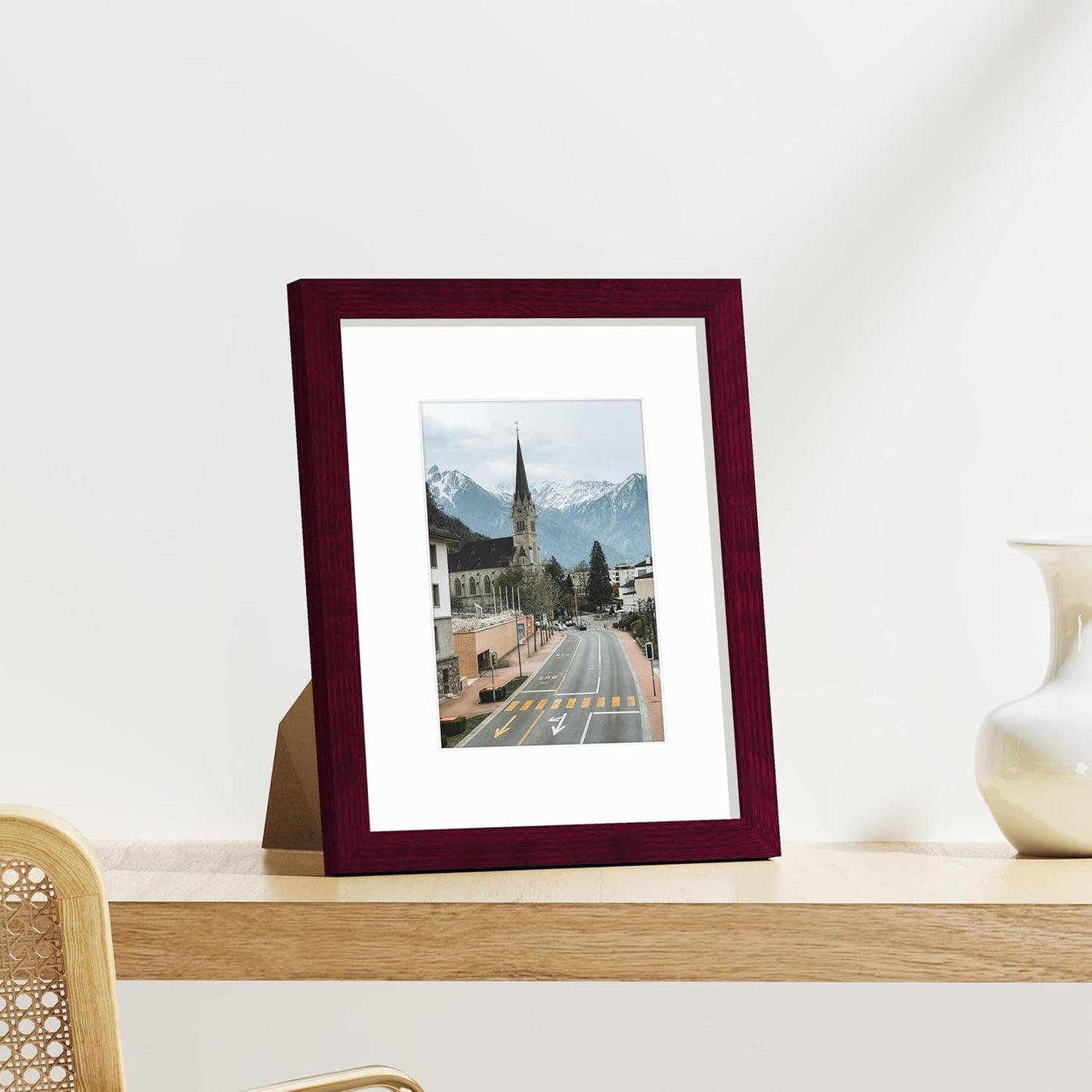 Vittanly 8x10 Picture Frames Set of 9, Shatter Resistant Plexiglass, Display 5x7 Pictures with Mat or 8x10 without Mat, Photo Frames for Wall or Tabletop, Engineered Wood, Black - Colors B