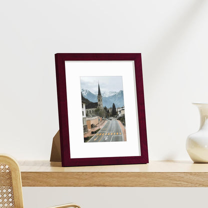 Vittanly 8x10 Picture Frames Set of 9, Shatter Resistant Plexiglass, Display 5x7 Pictures with Mat or 8x10 without Mat, Photo Frames for Wall or Tabletop, Engineered Wood, Black - Colors B