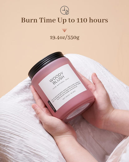M&SENSE Eucalyptus & Mint Scented Jar Candle, Large 19.4oz Natural Soy Wax, 110-Hour Long Lasting Non-Toxic Clean Burning, Fresh Smelling Home Aromatherapy for Spa Stress Relief, Gifts for Men Women