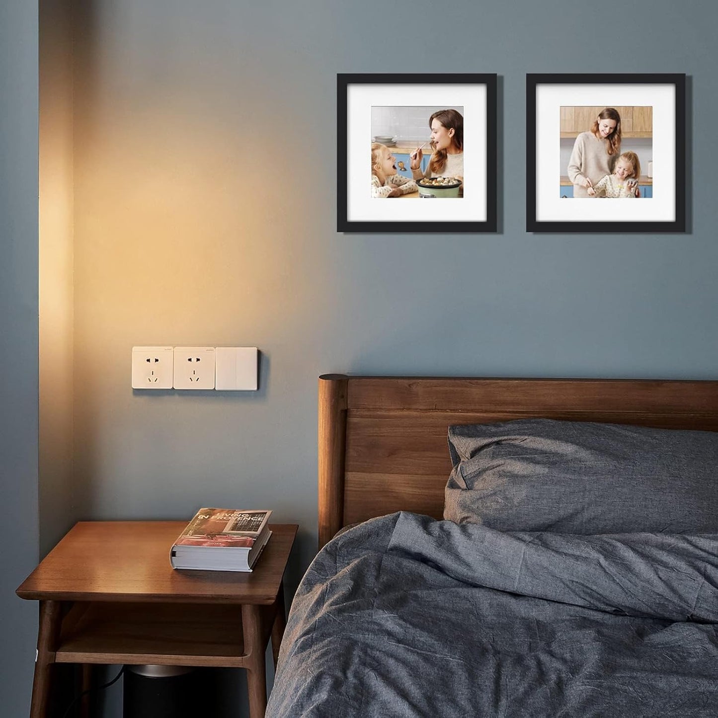 Egofine 12x16 Picture Frame Black, Covered by Plexiglass Made of Solid Wood, Display Pictures 9x12 and 11x14 with Mat or 12x16 Without Mat, for Wall Mounting Photo Frame - Colors B