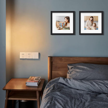 Egofine 12x16 Picture Frame Black, Covered by Plexiglass Made of Solid Wood, Display Pictures 9x12 and 11x14 with Mat or 12x16 Without Mat, for Wall Mounting Photo Frame - Colors B