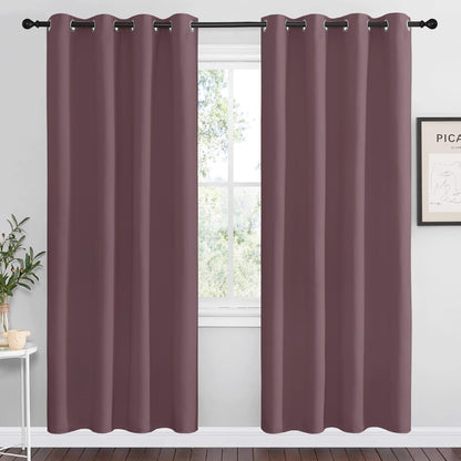 NICETOWN Halloween Pitch Black Solid Thermal Insulated Grommet Blackout Curtains/Drapes for Bedroom Window (2 Panels, 42 inches Wide by 63 inches Long, Black) - Colors E