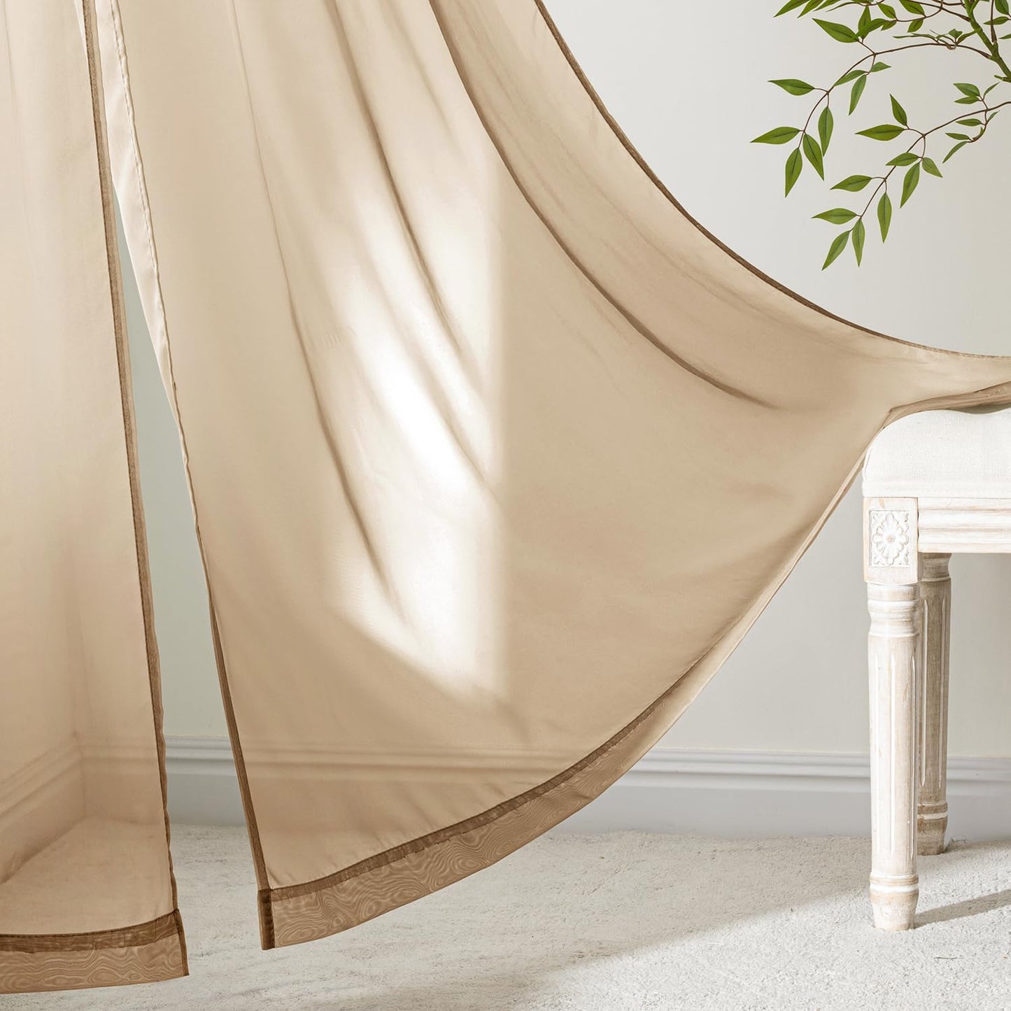 MIULEE White Sheer Curtains 84 Inches Long, 4 Panels Set, Light Filtering Rod Pocket Voile Drapes for Living Room and Bedroom, Airy Soft Fabric Window Treatments, 42 x 84 Inches