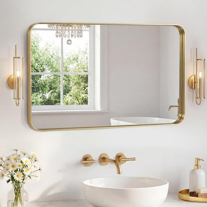 NEWBULIG Gold Round Wall Mirror 36 Inch, Bathroom Mirrors for Over Sink, Wall Decor for Bathroom, Entryway, Bedroom, Vanity