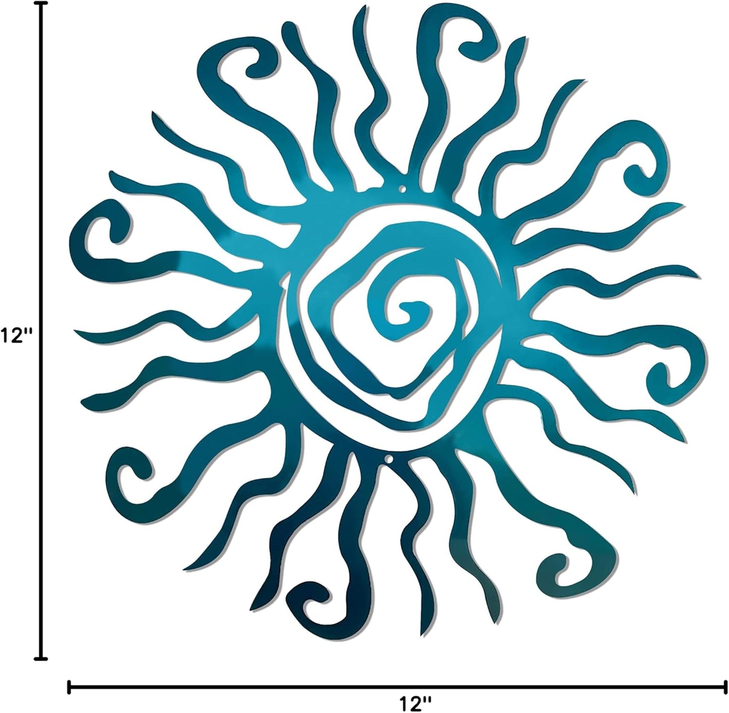 Riverside Designs Wacky Sun Metal Wall Art Indoor/Outdoor Decor - 24" Teal Rust Proof Wall Sculpture - Made in USA - Ideal for Bedroom, Garden, Home, Patio and Farmhouse