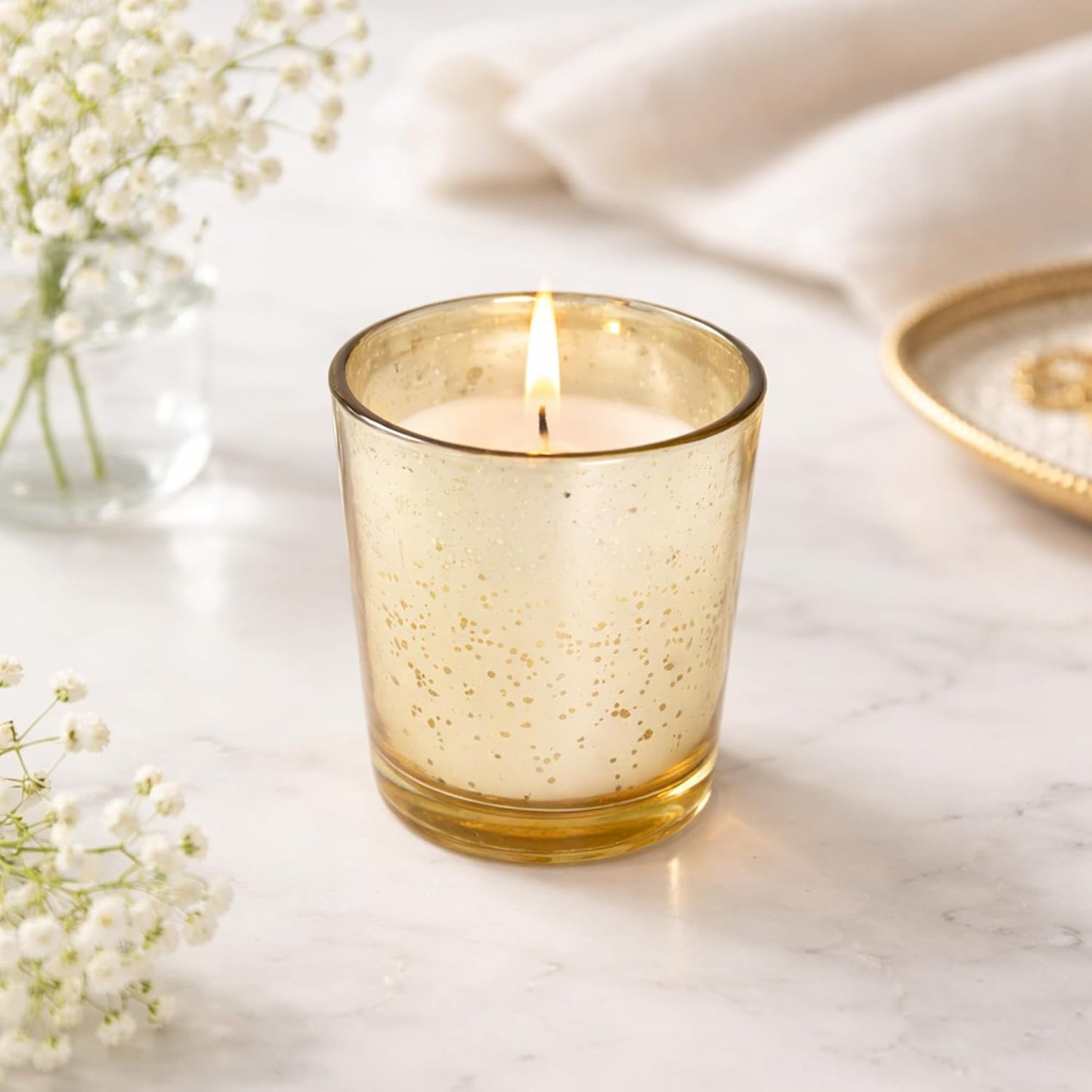 48-Pack Clear Glass Votive Candles – 10–12 Hour Long Burn, Unscented, Ivory, Bulk Set for Weddings, Events & Table Centerpieces – Hosley