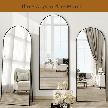 Dewfig Arched Full Length Mirror, 76"x34" Large Floor Mirror, Full Body Mirrors for Leaning or Hanging, Standing Mirrors for Bedroom, Living Room,Dressing Room, Aluminum Alloy Frame, Black