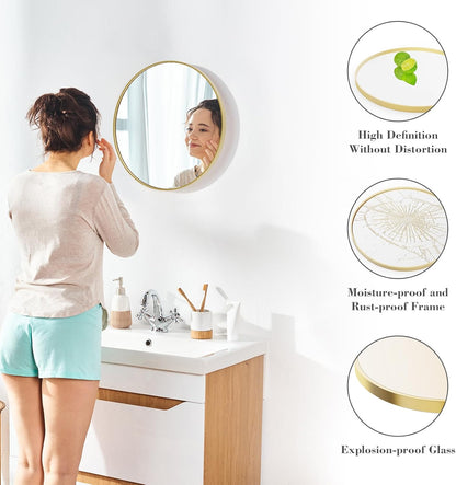 NEWBULIG Gold Round Wall Mirror 36 Inch, Bathroom Mirrors for Over Sink, Wall Decor for Bathroom, Entryway, Bedroom, Vanity