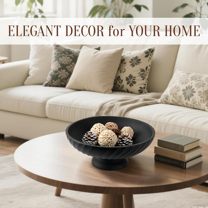Deobath Large Resin Pedestal Decorative Bowl - Modern Handicraft Bowls for Home Decor - Fruit Bowl for Kitchen Counter - Key Bowl for Entryway Table,Artificial Stone Beige