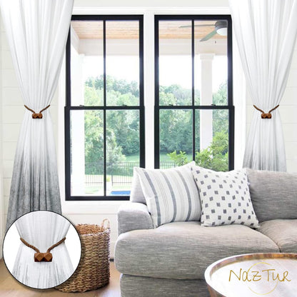 NazTur Magnetic Curtain Tiebacks- Upgrade 2022 with a Thicker Twist Rope & Strong Magnet Tieback Window Treatment Holdbacks Draperies Holders Decorative Drape Handmade Tie Back (Black, 2)