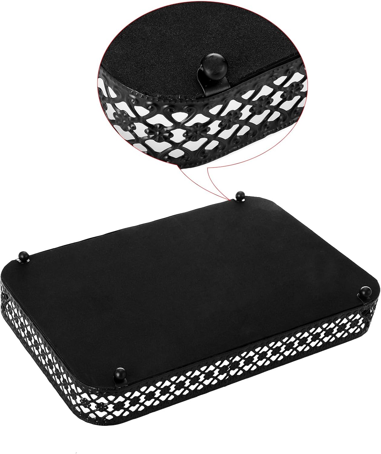 ELLDOO Perfume & Makeup Vanity Tray - Hollow-Carved Jewelry Storage, Glass & Metal Trinket Organizer for Dresser & Bathroom Countertop, Gold, Medium Size