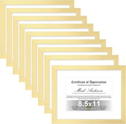 Vittanly 8x10 Picture Frames Set of 9, Shatter Resistant Plexiglass, Display 5x7 Pictures with Mat or 8x10 without Mat, Photo Frames for Wall or Tabletop, Engineered Wood, Black - Colors A
