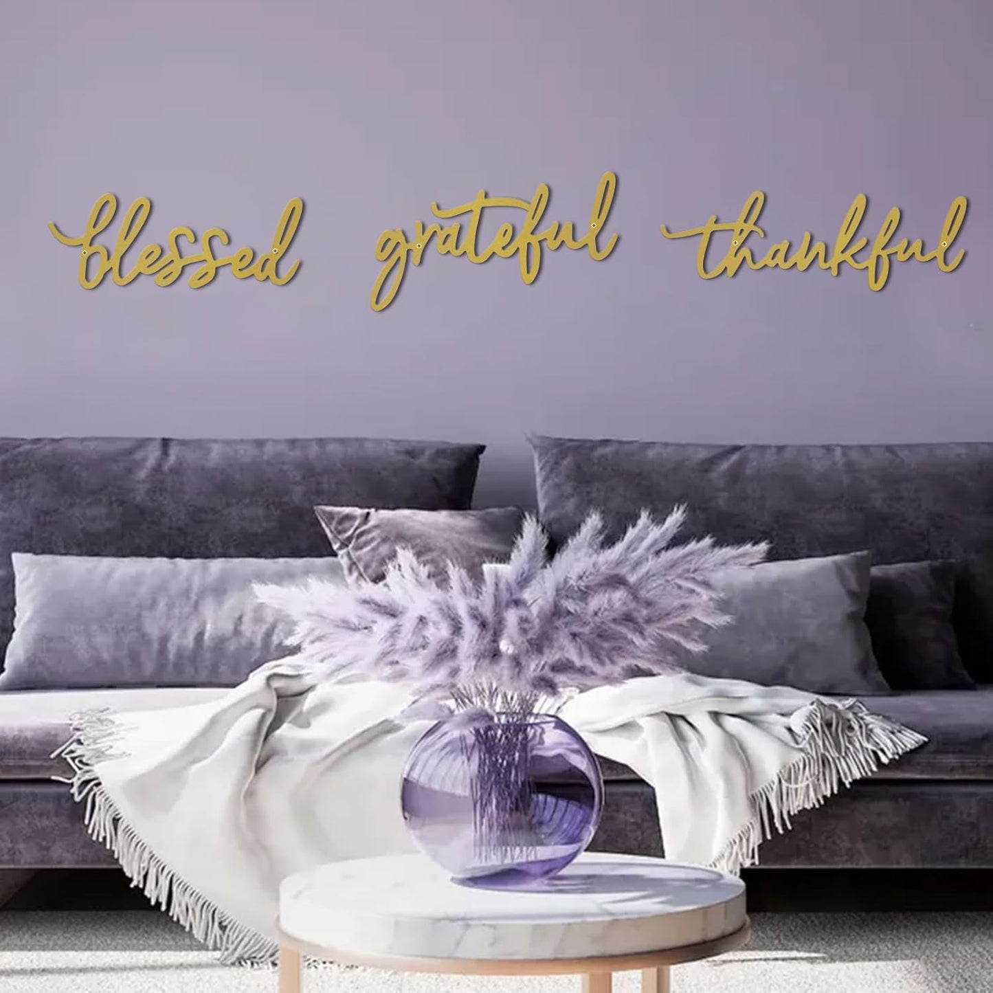Thankful Grateful Blessed Letter Sign Metal Wall Decor, 3 Piece Black Letters Wall Art for Bathroom Bedroom Metal Words Wall Decor for Home Decor