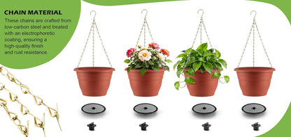 RooTrimmer Hanging Planters for Indoor Outdoor Plants 8 and 10 Inch, 4 Packs Hanging Flower Pot with Drainage Holes, Self-Watering Hanging Basket Perfect for Home, Office and Garden, White