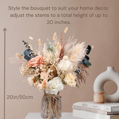 100pcs Artificial Flowers Arrangement With Vase Included, Dining Table Centerpiece Decorations, Fake Flowers in Vase, Dried Pampas Grass Floral Centerpieces, Coffee Table Decor, Centro de Mesa