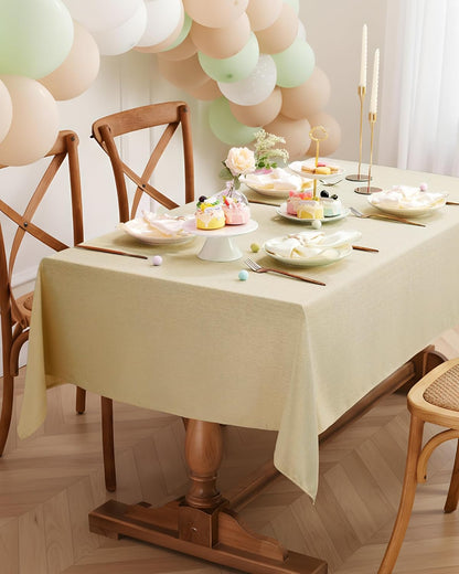 Pureegg Rectangle Linen Tablecloth Waterproof & Stain Resistant, Wrinkle-Free Table Cloth Adds Elegance and Protection, Ideal for Dining, Party, Wedding and Outdoor, 52 x 70 Inch, Sage Green
