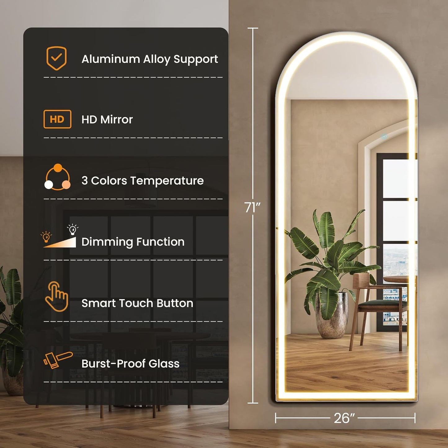 Mirror Full Length, Upgraded 16"x59" Body Wall Mirrors with Shatter-Proof Glass, Floor Standing, Hanging or Leaning, Tall Mirror with Stand Aluminum Alloy Frame for Bedroom Cloakroom