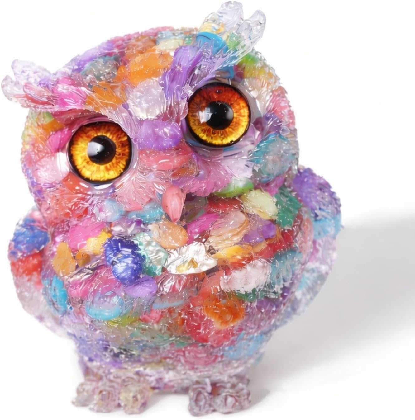 OwMell Owl Statue Tumbled Stone Gemstone Owl Figurine Home Decor Shelf Decor 2.5" - Turquoise
