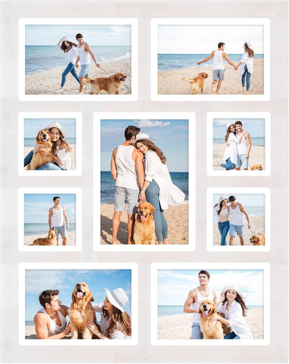 YESKAY 4x6 Picture Frame Collage for Wall Decor, Multiple Photo Collage Frames with Tempered Glass, 7-Opening for 4 x 6 Picture Frames, Rustic Brown, 1 Pack