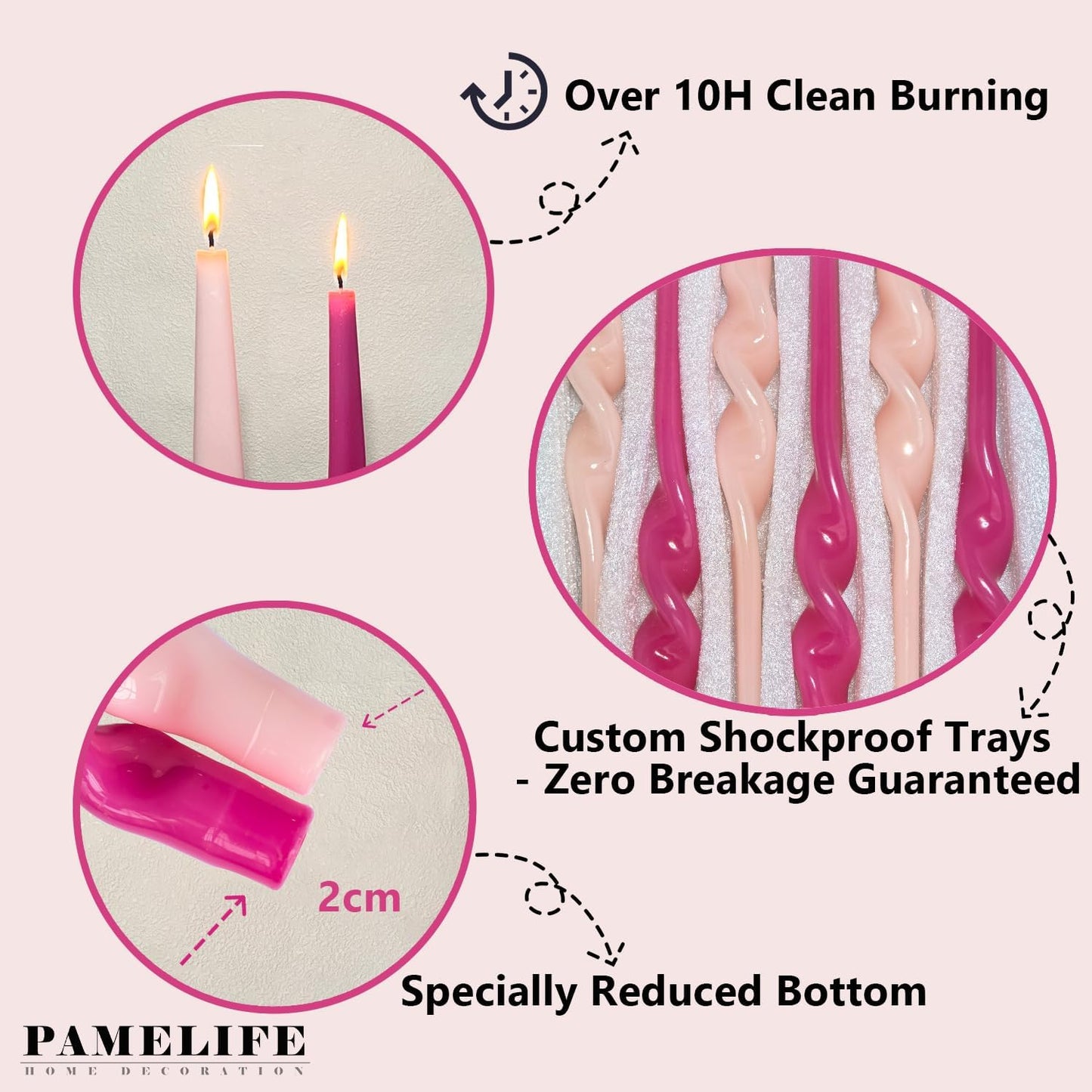 Brown Two Tone Spiral Taper Candles - Set of 6 Twisted Taper Candlesticks 9.5 Inch Tall for Home Decoration Holiday Wedding Party(Brown)