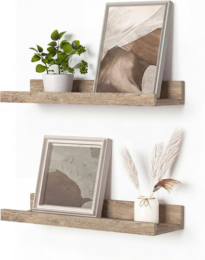 Heimlove Picture Ledge Shelf, Floating Shelves Set of 2, 24 Inches Picture Shelf for Wall with Ledge, Kids Bookshelf Wall Mounted for Living Room Bedroom Decor Books Photo Frames - White