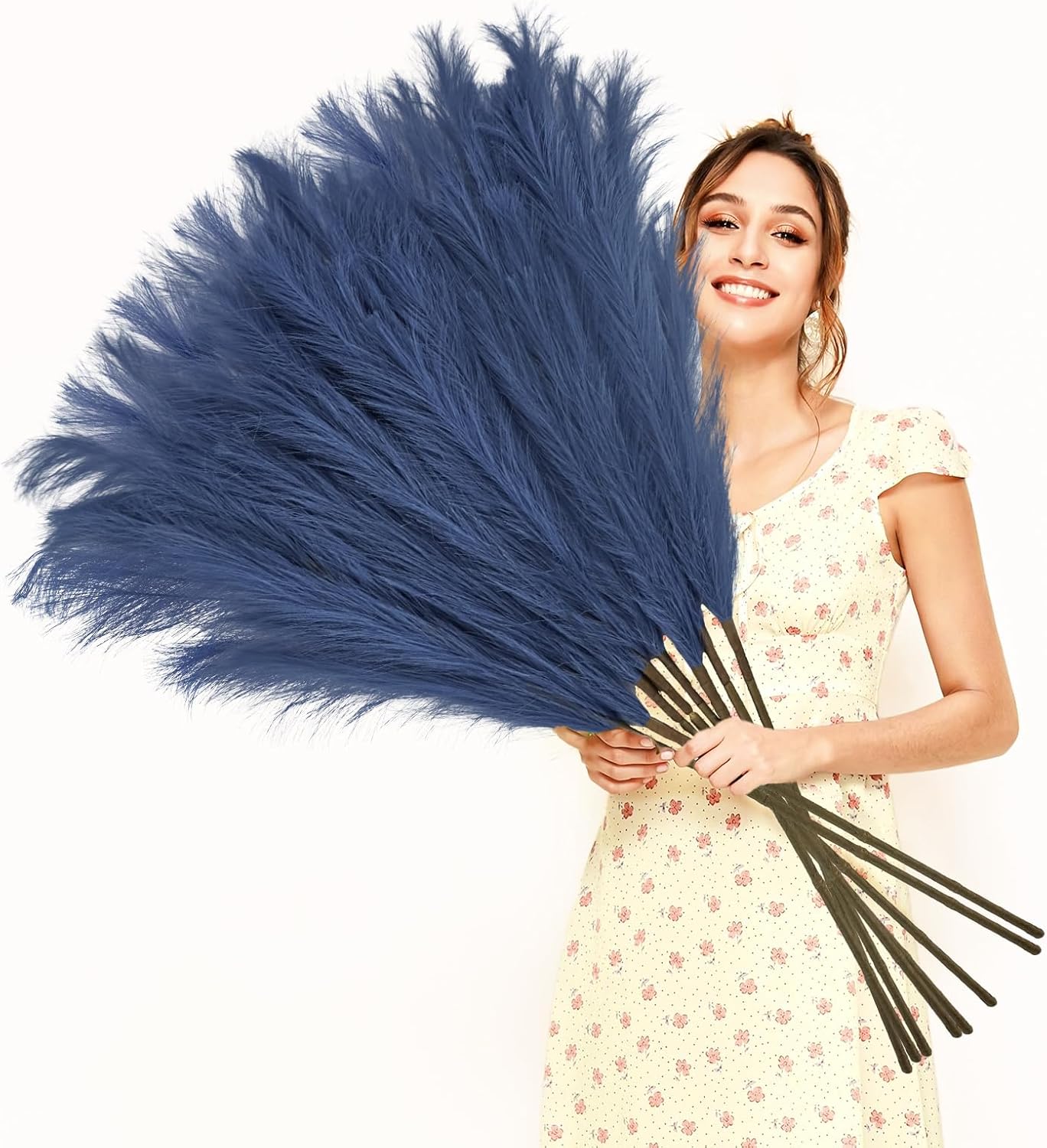obbsie 50pcs Pink Faux Pampas Grass Decor, 21.6" Short Artificial Floral Branches Vase Filler Flower Arrangement for Home Wedding Boho Outdoor Decor