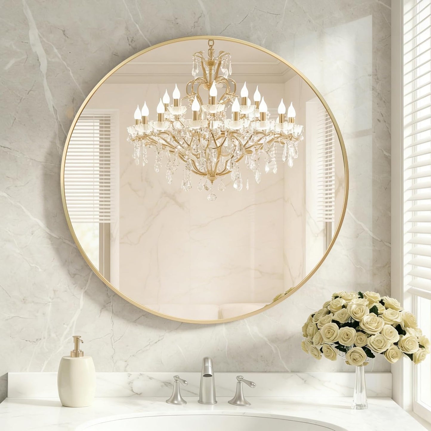 OLIXIS Arched Bathroom Mirror for Over Sink, 34x32 Inch Wall Mirror Arched Rounded Rectangle, Modern Wall Mount Vanity Mirror with Matte Metal Deep Framed, for Home Decor, Living Room, Black